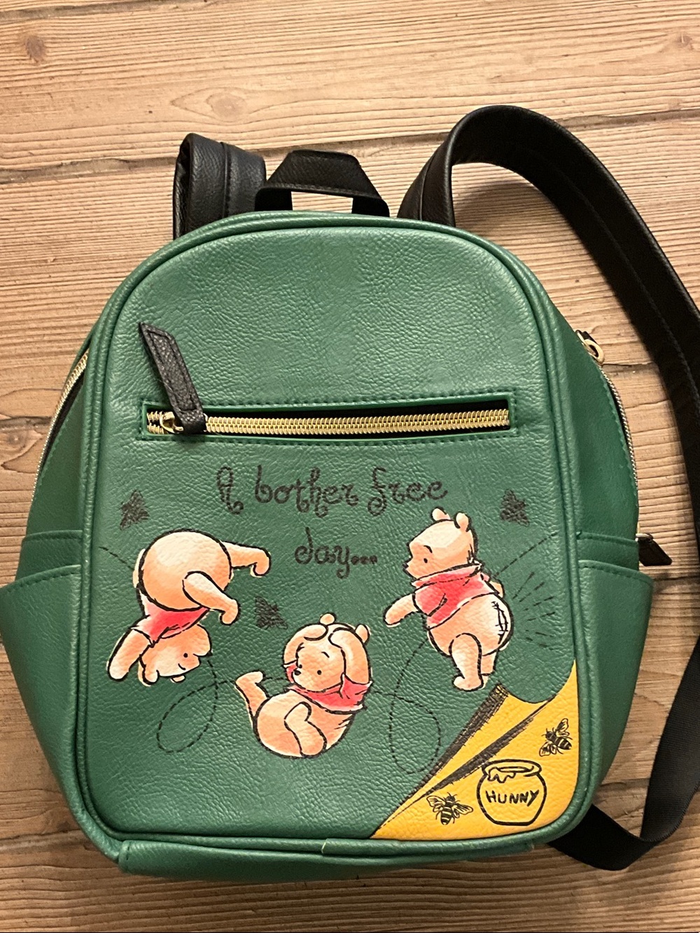 Green Winnie the Pooh Mini Backpack with Honey Detail